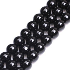 GEM-inside 14mm Round Black Agate Beads Strand 26-28 Pcs At 15 Inches by GEM-inside
