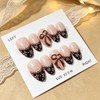 Short Almond Nails Press ons Brown Fake Nails with Bow