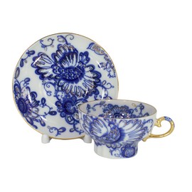 Lomonosov Porcelain Set Singing Garden 2pc Cup and Saucer 7.8 fl.oz/230 ml