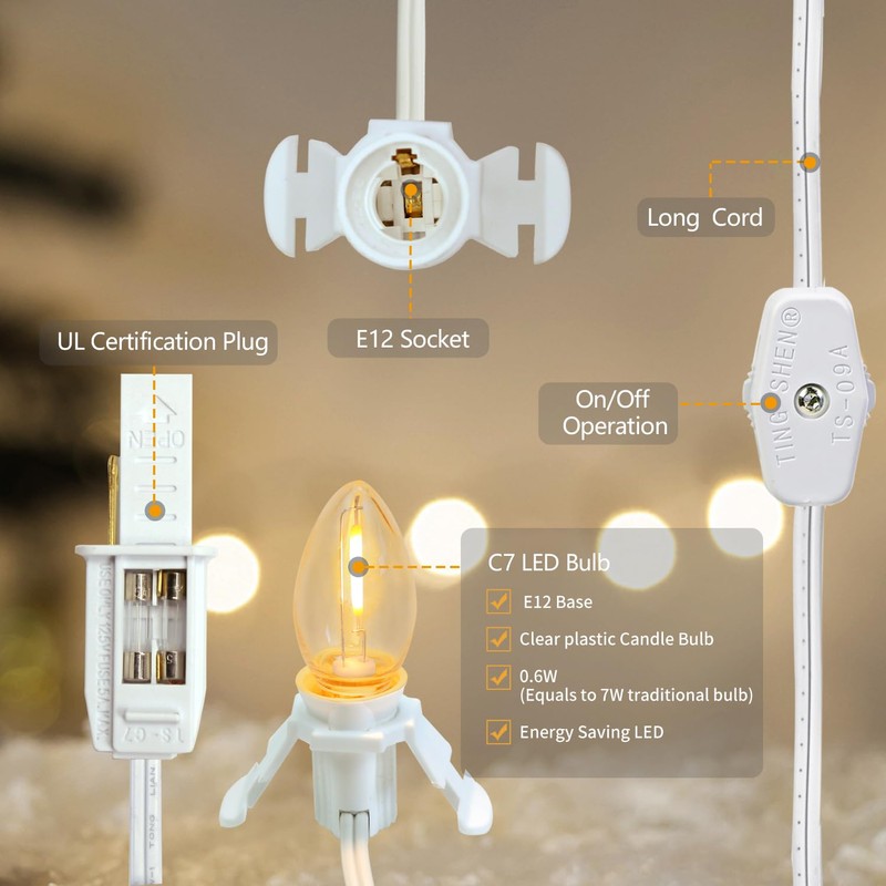 4 Pack Lights Accessory Cord with 4 C7 Led Light