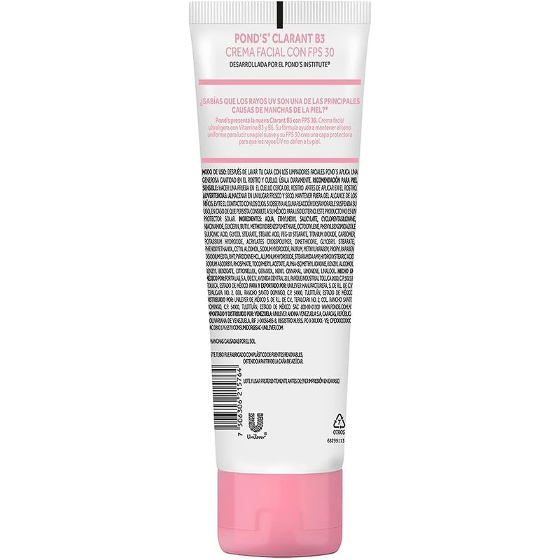 Pond's Crema Facial Clarant B3 con Factor de Protección Solar