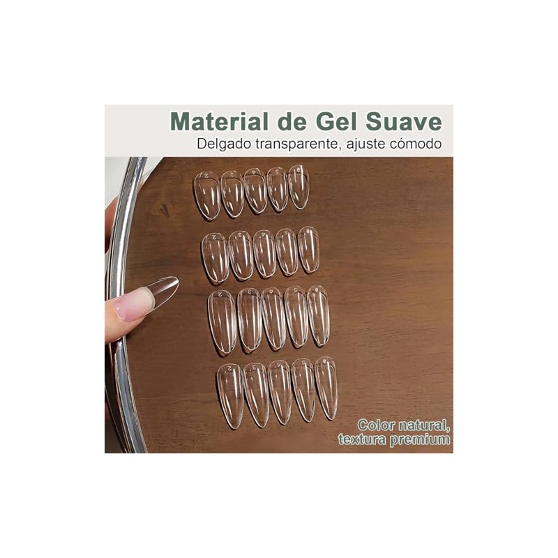 600Pzs Tips para Uñas Soft Gel, Uña Postiza Transparente Mate