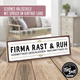 TypeStoff HS-00626 Wooden Sign with Saying – Company Rest & Ruh – Vintage Sign as a Gift and Decoration