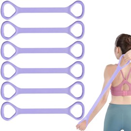 6 Pcs Figure 8 Resistance Bands for Yoga Pilates and Fitness Elastic Stretching Resistances Band for Arms, Back, Shoulders, and Chest Workouts, Versatile Pilates Equipment for Women and Men (Purple)