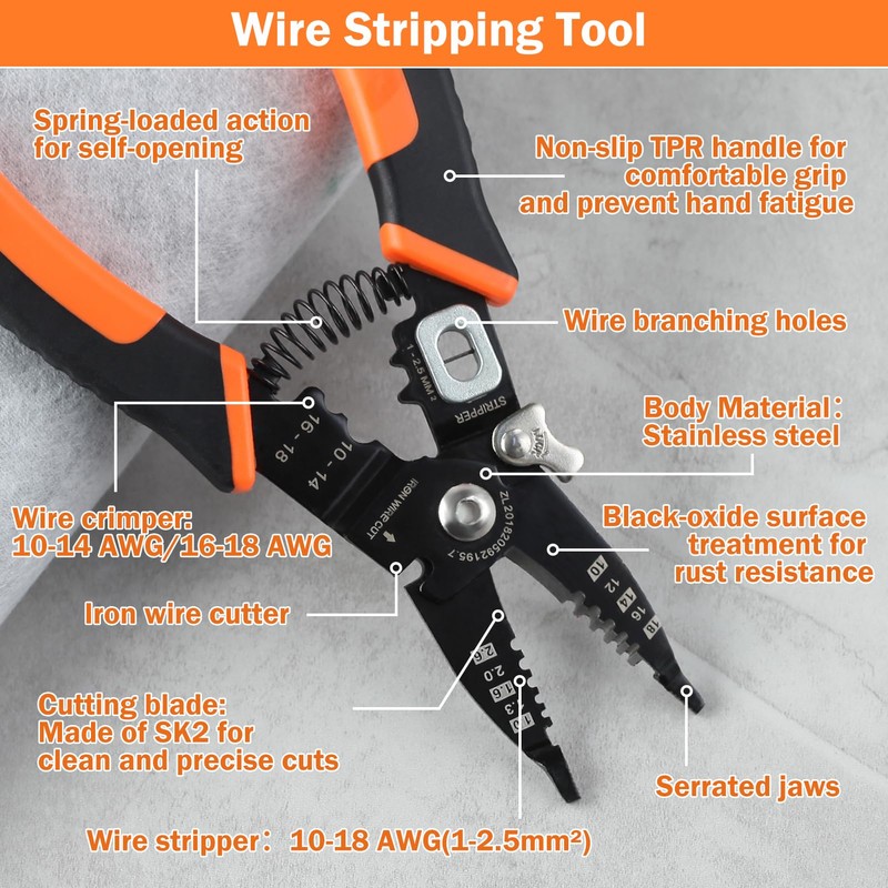 LEONTOOL 6-in-1 Multi Purpose Wire Stripping Tool Wire Cutter Wire