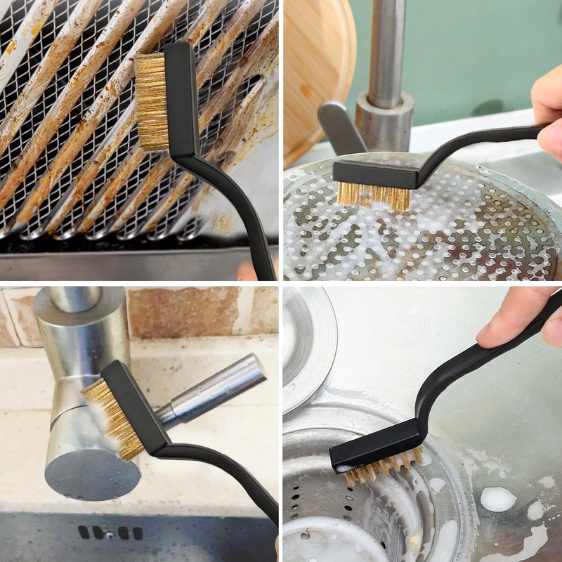 12 Pcs Mini Wire Brushes Plastic Handles Brass Wire Brush