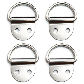 Kdtoll Pack of 4 Lashing Eyelets for Trailers with Screws - Stainless Steel Trailer Lashing Eyelets - D Ring Lashing Eyelets for Load Securing - Load 150 kg - Ideal for Trucks, Boats, Kayaks, Camping