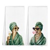 Fewgb Retro Green Cheetah Leopard Bathroom Towel Gifts Decor Set