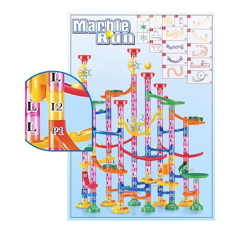 Marble Run Building Blocks Three Dimensional DIY Race Track Marble