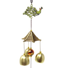 Honbay Vintage Feng Shui Wind Bell Lucky Wind Chime for Home or Garden Decoration (Peacock)