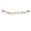 ZOZZEIBE Happy 100 Days Banner, Rose Gold Glitter Baby's 100