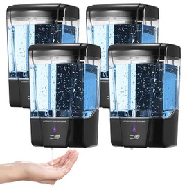 4 Pack Automatic Soap Dispenser Wall Mount,Touchless Liquid Soap Dispenser,Battery Operated,600 ml / 20 oz Commercial Hand Detergent Dispenser for Office Home Kitchen School Bathroom Hotel Restaurant