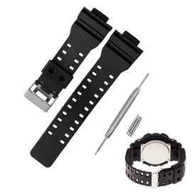 Coollooda GR GLS-8900 GA-110 Watch Strap, 0.6 inch (16 mm) Mounting Width, Compatible with G-Shock Strap, Waterproof Strap, Urethane Resin Material, Compatible with Casio G 110, 100 GD-100 GW (Black)
