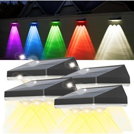Solar Halloween Lights Outdoor, Led Fence Deck Light Solar Powered for Outside Yard Halloween Decorations, IP65 Waterproof, 3 Lamp Beads, 8 RGB Colors, Auto ON/Off, for Backyard/Railing/Pathway/Patio