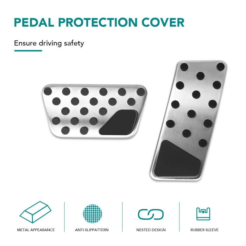 SHENKENUO Silver No Drilling Gas Brake Foot Pedal Cover AT