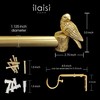 ILAISIHOME 1-1/8 Inch Diameter Brushed Gold Curtain Rod with Bird
