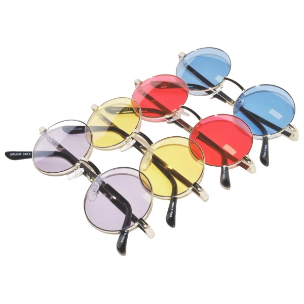 OWL SET OF 4 COLORS ROUND WOMEN's SUNGLASSES HIPPIE HIPSTER
