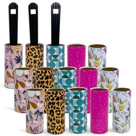 MIJOMA Lint Roller Set, 15 Rolls of 20 Sheets & 3 Dispensers - Effective Against Cat & Dog Hair on Clothes, Lint Remover with 300 Sticky Sheets.