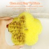 Scrub Sponge, 3-Piece Pack of Floral Shaped Dual Texture, Non-Scratch