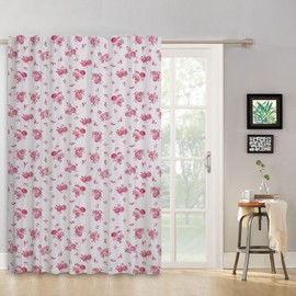 ggaimwf Pink Floral Wildflower Curtains - Rustic Farmhouse Country Cottage Bedroom Drapes - Natural Pencil Pleat for Living Room, Kitchen, Garden, Patio Door - 117x229cm 1 Panel