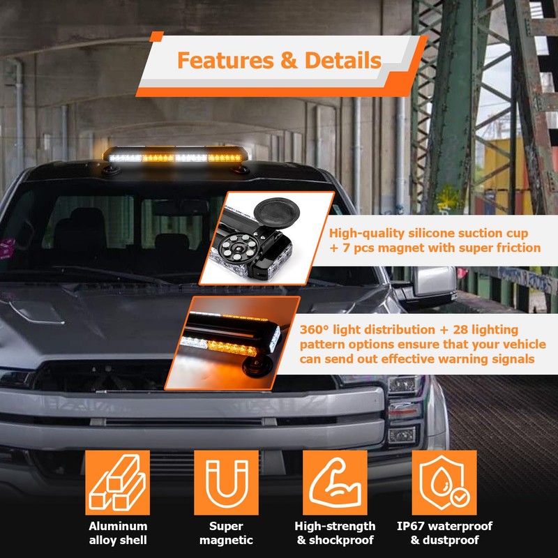 WeiSen LED Strobe Light Bar, 27" 54 Double Side Warning