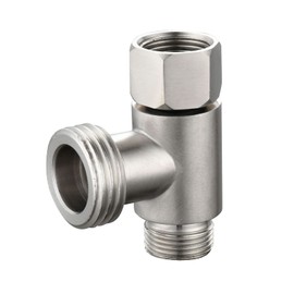 Bidet T Adapter, Biveah Stainless Steel Angle Stop Add-A-Tee Valve 3/8" for Toilet Supply Line Brushed Nickel, KTS002NA
