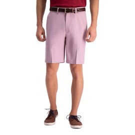 Haggar Men's Cool 18 Pro Straight Fit Flat Front 4-Way Stretch Expandable Waist Short, Red, 38