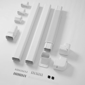 Della 4" 9.5 Ft Mini Split Line Set Cover with Flexible Duct, Decorative PVC Lineset Cover Kit, Paintable for Air Conditioner, Central AC, HAVC & Heat Pumps Systems Tubing Cover, White