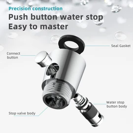Shower Head Shut Off Valve, Button Type Shower Flow Control Valve with G1/2 Universal Size for Shower Arm and Hose or Bidet Sprayer