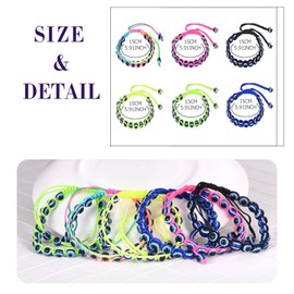 Feilok Set of 6 Women's Bracelets, Adjustable Braided Evil Eye Devil Eye Bracelet, Friendship Bracelet, Gift for Women and Girls, Polyester