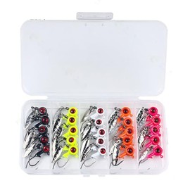 FOLANDO 25PCS Fishing Lures Hooks, Fishing Hooks Kit Jig Head with 3D Eyes for Freshwater or Saltwater 3.5g