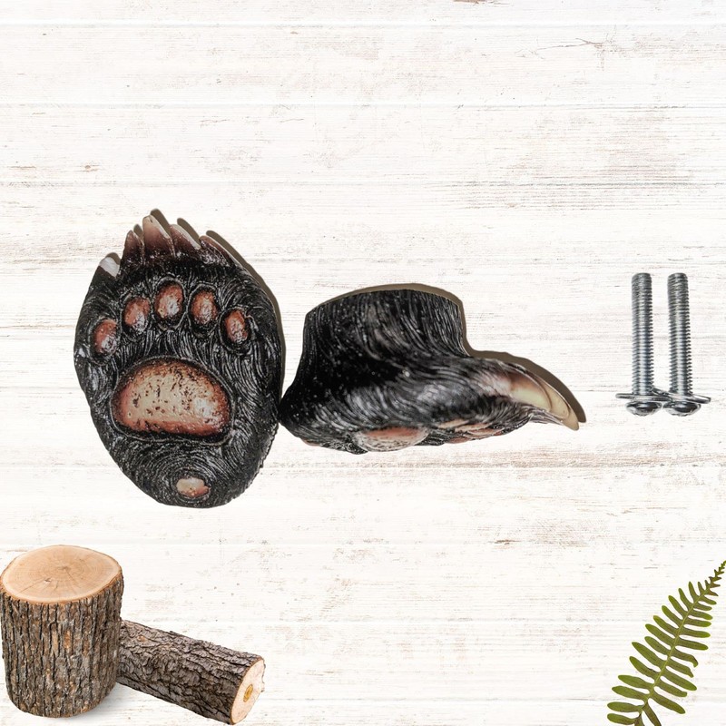 BestGiftEver Cabinet Drawer Pull Knob in Black Bear Paw Style