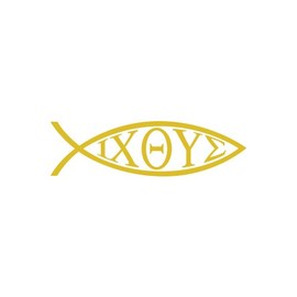 IXOYE Fish Sticker - Decal - Die Cut Jesus Christ Son of god Savior - Gold