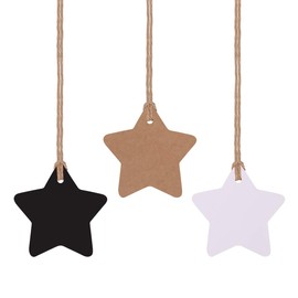 150ct Kraft Gift Tags Labels with String (3 Colors) (Star)