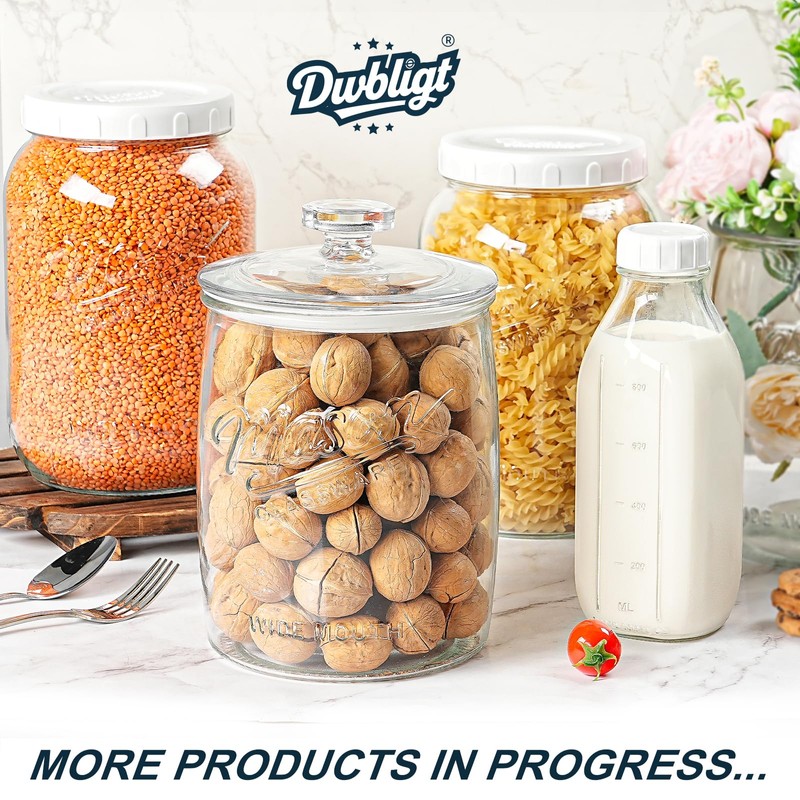 Dwbligt 2 Pack Cookie Jar, 1 Gallon Glass Jar with