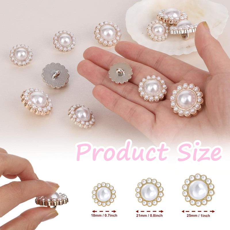 12 PCS Buttons, Pearl Buttons, Vintage Buttons, Metal Button Rhinestone