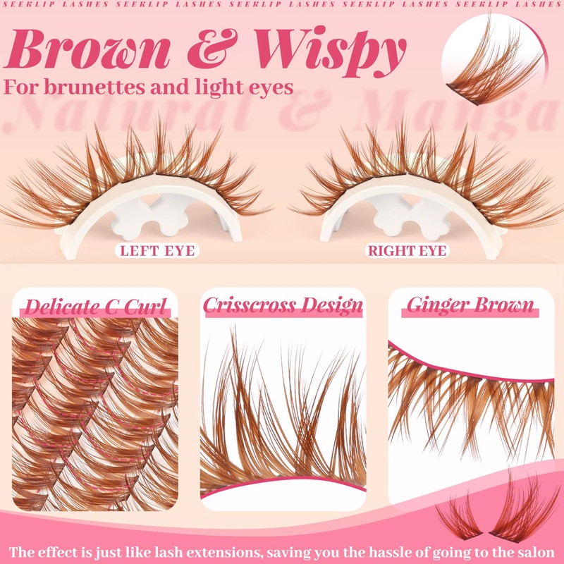 Brown Lashes Clusters Wispy Eyelash Clusters Natural Look (Drifter Brown)