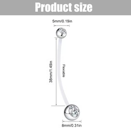 SULIUDAJI Pack of 4 Pregnancy Belly Button Piercing Navel Rings Acrylic Flexible Bar Belly Button Piercing, silver