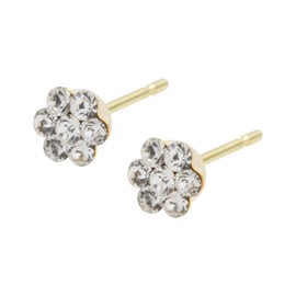 LOKUMI JK-217 18K Gold Earrings, 18K Gold, 12 Colors to Choose from, Made in Japan, K18 Petite Flower, Birthday, Birthstone, Hypoallergenic, Flower Earrings, Women's, 1 Piece, Small, Small, Small Stud