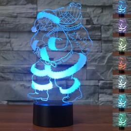 MOLLY HIESON 3D Santa Claus Night Light Table Desk Optical Illusion Lamps 7 Color Changing Lights LED Table Lamp Xmas Home Love Birthday Children Kids Decor Toy Gift