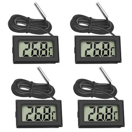 Aquarium Thermometer, 4 Pcs Temperature Sensor for Fridge Freezer Aquarium Terrarium, Digital Thermometer with 1M Probe, Room Temperature Monitor for Home Kitchen Food Safety