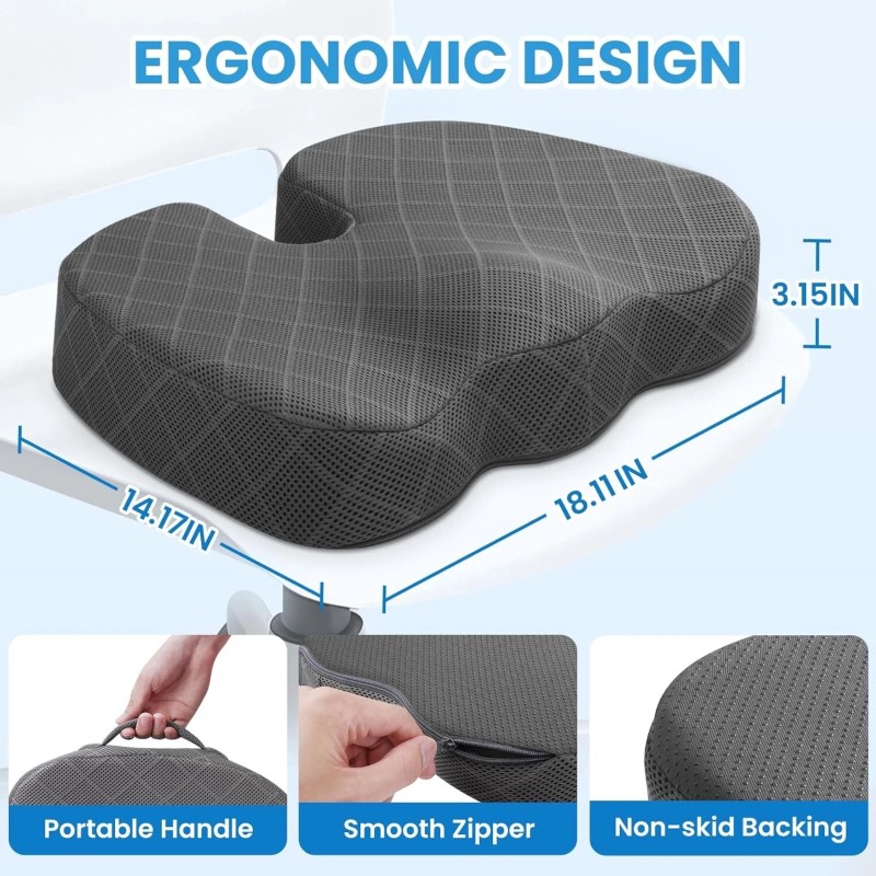TushGuard Seat - Memory Foam Cushion for Office Chair, Car
