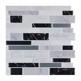 10-Sheet Peel and Stick Tile Backsplash, Vinyl 3D Self-Adhesive Tile Stickers for Kitchen, Bathroom, Counter Top, Marble 78