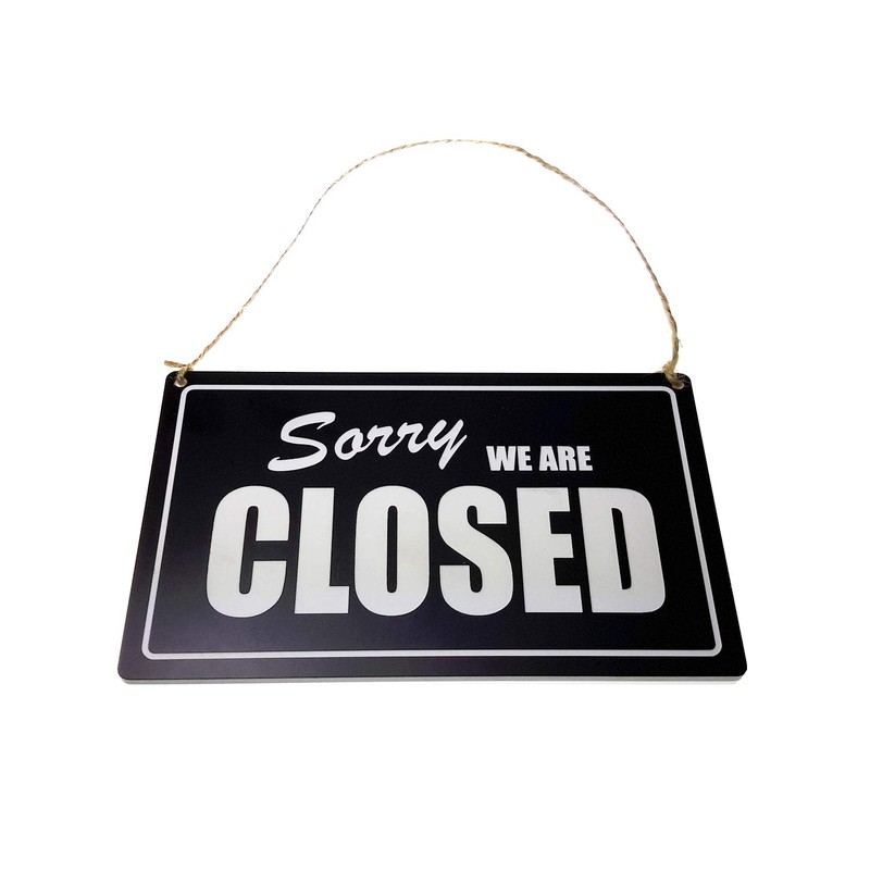 Open/Closed, Shop Door Sign supplied with twine - Black and