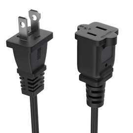 Short Extension Cord 1 Foot US 2 Prong Extension Cords 2 Outlet Black ExtensionCord Cable 125v 10a Male to Female Power Cord for Nema 1-15p to 1-15r 1FT