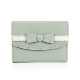 AdiStylinno Small Wallets for Women, Bow Card Holder Wallet Compact Trifold Ladies Leather Wallet with Multi Card Slots (Green)