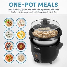 Aroma Housewares 1.5Qt. Rice & Grain Cooker (ARC-363NGB),Black,6-Cup Cooked / 3-Cup Uncooked