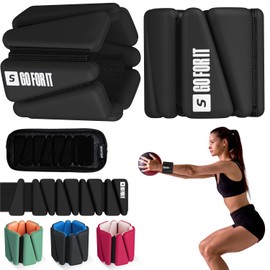 SPORTBIT Wrist Weights for Women - Pair of Black 1lb Platinum-Cured Silicone Wrist and Ankle Weights, Adjustable, Durable, Non-Slip Design, Ideal for Strength Training, Yoga, Running and Home Activities