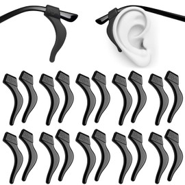 PTSLKHN Soft Silicone 10 Pairs of Glasses Anti Slip Ear Hooks, Eyeglass Ear Grips for Glasses, Sunglasses, Reading Glasses (Black)