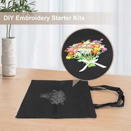 RESFNSE Embroidery Kit for Beginners with 1 Canvas Tote Bag 1 Embroidery Hoop Thread and Needle-A
